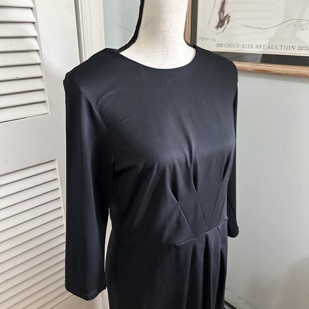 J McLaughlin Dress Womens Large Black Sheath 3/4 Sleeve Classic Quiet Luxury - Picture 4 of 11